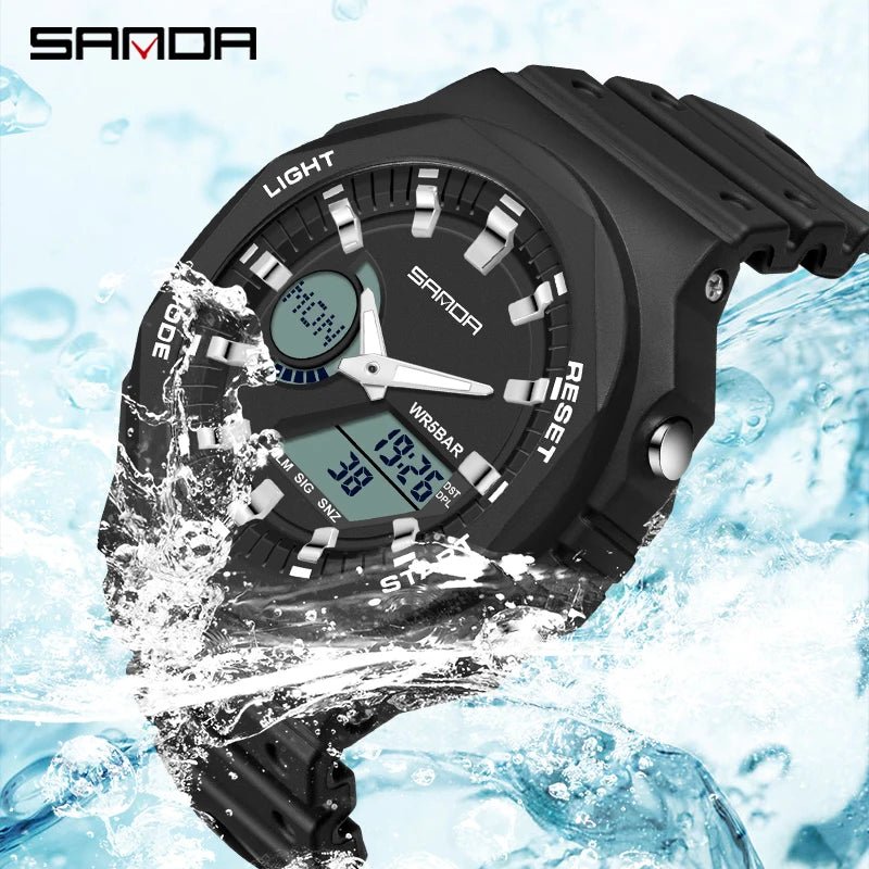 SANDA Men's Military Sport Watch – Dual Display LED Digital Quartz, Waterproof 50m, Luminous - L&L Shop