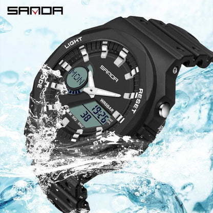 SANDA Men's Military Sport Watch – Dual Display LED Digital Quartz, Waterproof 50m, Luminous - L&L Shop