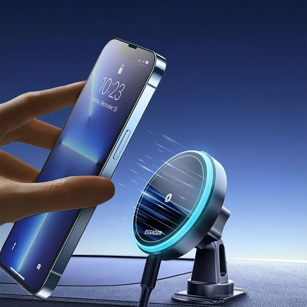 Essager Magnetic Wireless Car Charger & Phone Holder – 15W Fast Charging with RGB Light - L&L Shop