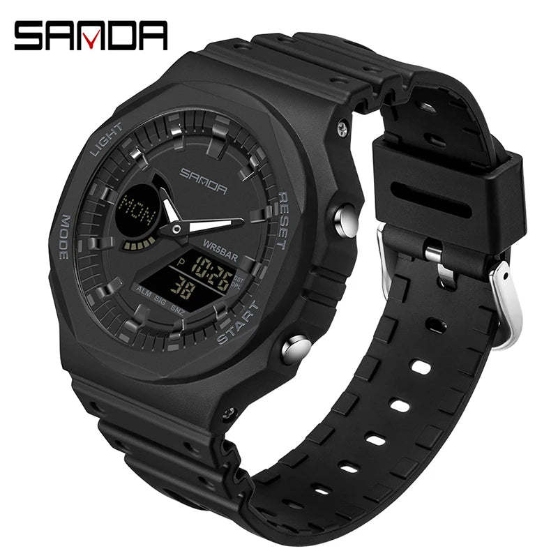 SANDA Men's Military Sport Watch – Dual Display LED Digital Quartz, Waterproof 50m, Luminous - L&L Shop
