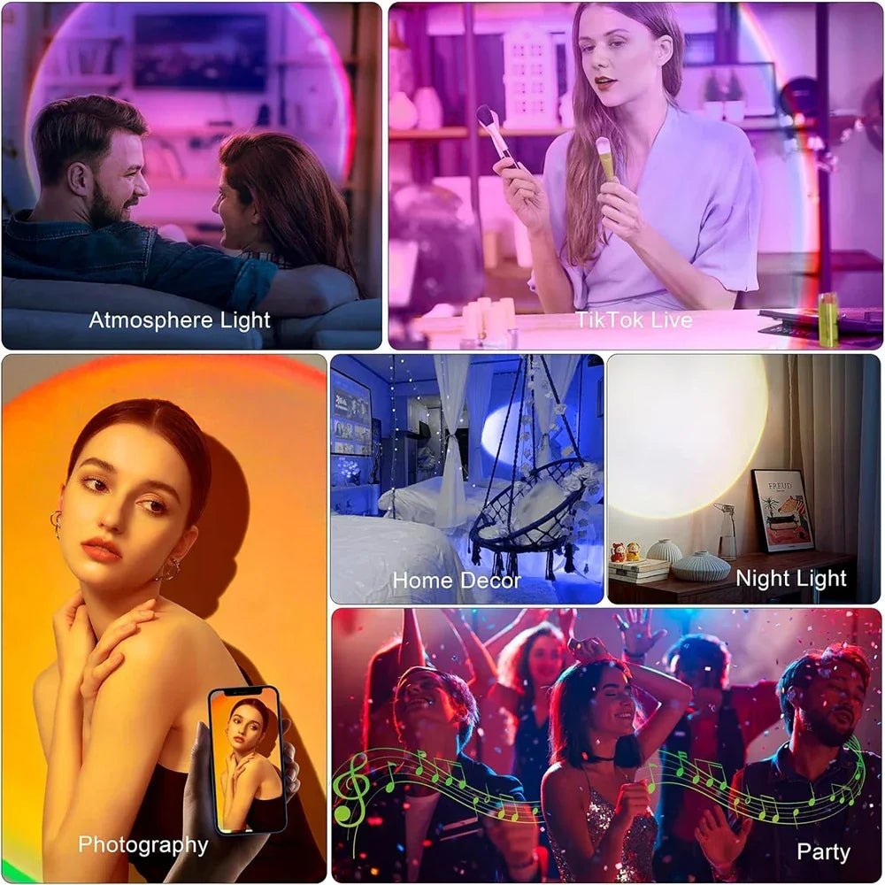 RGB Sunset Projection Lamp 16 Colors – Aurora LED Light for Bedroom Living Room Party - L&L Shop