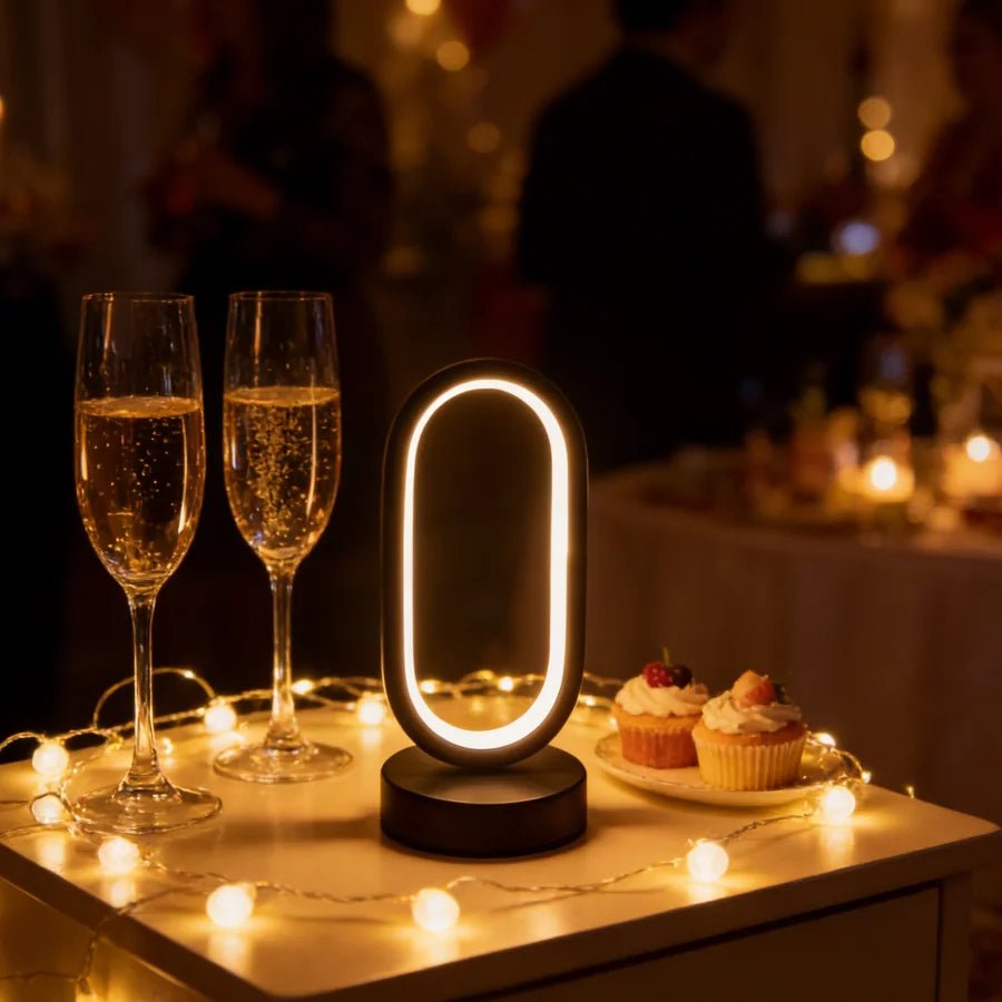 Mini Circular Metal Art Desk Lamp with 3 - Color LED Lighting and USB Charging Port - L&L Shop
