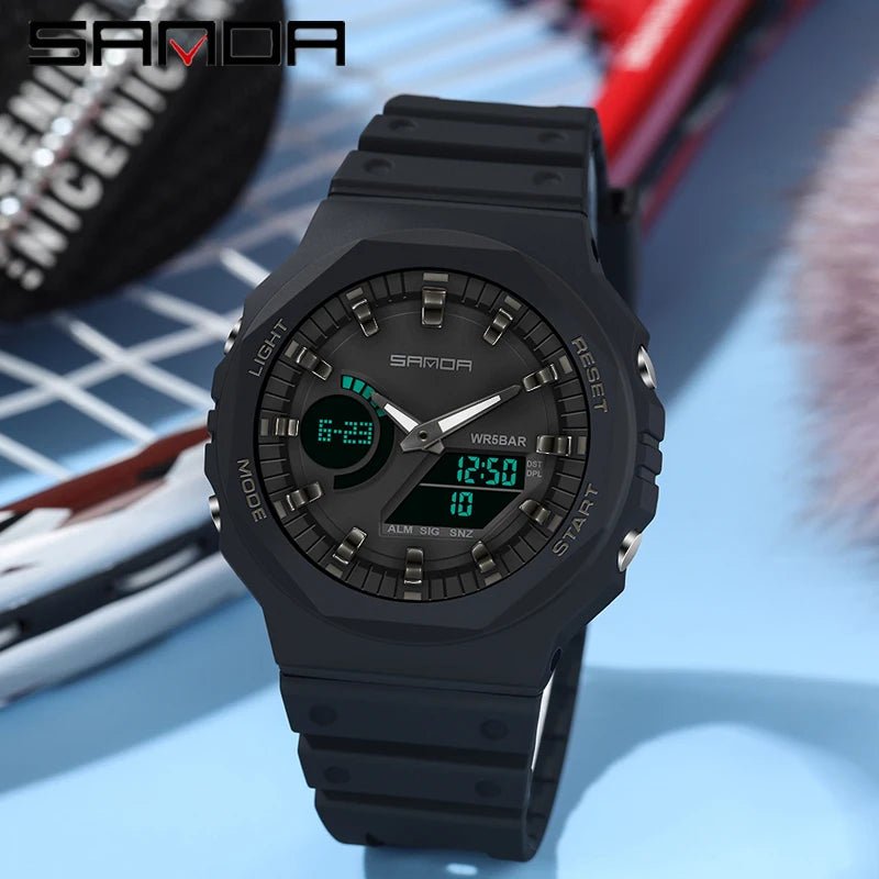 SANDA Men's Military Sport Watch – Dual Display LED Digital Quartz, Waterproof 50m, Luminous - L&L Shop