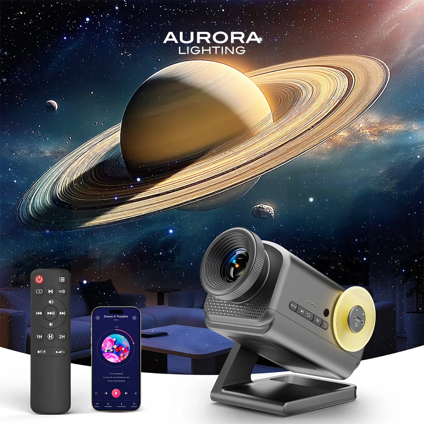 Aurora Lighting 3D Galaxy Projector – 60 Scene Night Light with Bluetooth Speaker - L&L Shop