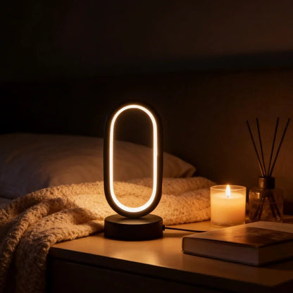 Mini Circular Metal Art Desk Lamp with 3 - Color LED Lighting and USB Charging Port - L&L Shop