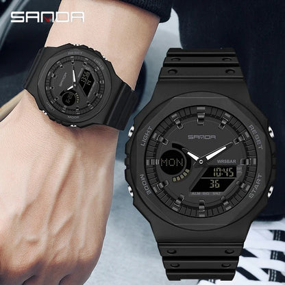 SANDA Men's Military Sport Watch – Dual Display LED Digital Quartz, Waterproof 50m, Luminous - L&L Shop