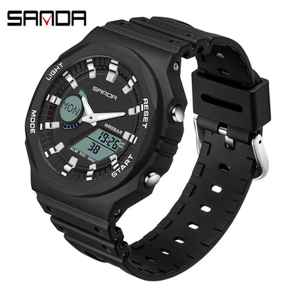 SANDA Men's Military Sport Watch – Dual Display LED Digital Quartz, Waterproof 50m, Luminous - L&L Shop