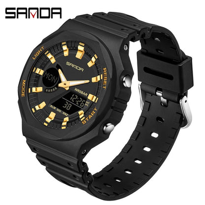 SANDA Men's Military Sport Watch – Dual Display LED Digital Quartz, Waterproof 50m, Luminous - L&L Shop