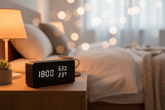 LED Wooden Digital Alarm Clock – Time Date Temperature Display Voice Control Desk Clock - L&L Shop