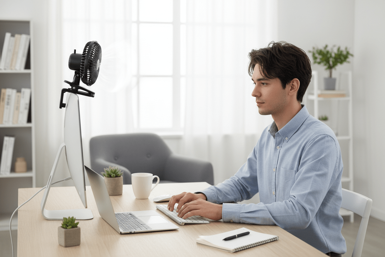 Portable Rechargeable Clip Fan with Night Light – 720° Rotatable USB Fan for Desk, Camping & Office - L&L Shop