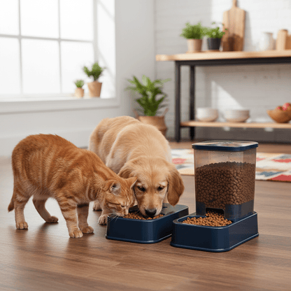 Automatic Pet Feeder and Water Dispenser Set – Gravity Food Water Bowl for Cats Dogs - L&L Shop
