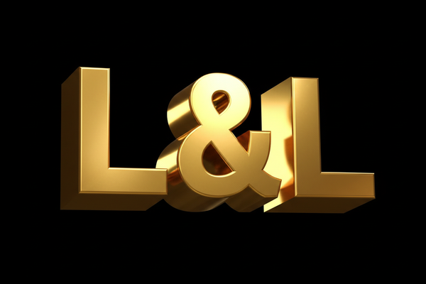 L&L Logo 3D Auriu Fundal Negru