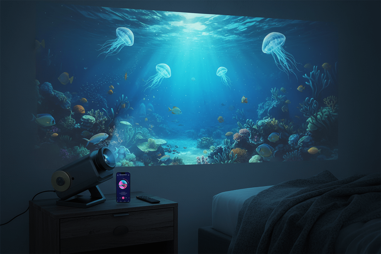 Aurora Lighting 3D Galaxy Projector – 60 Scene Night Light with Bluetooth Speaker - L&L Shop