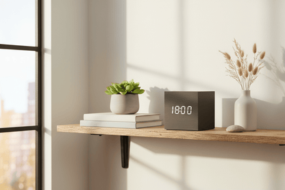 LED Wooden Digital Alarm Clock – Time Date Temperature Display Voice Control Desk Clock - L&L Shop