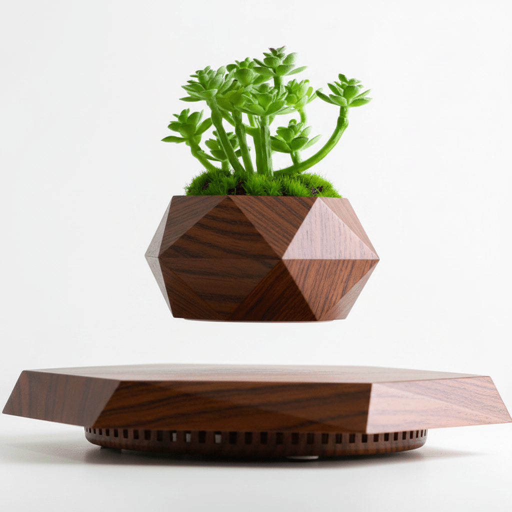 Magnetic Levitating Plant Pot – Floating Rotating Planter for Succulents, Bonsai & Air Plants, Home & Office Decor - L&L Shop